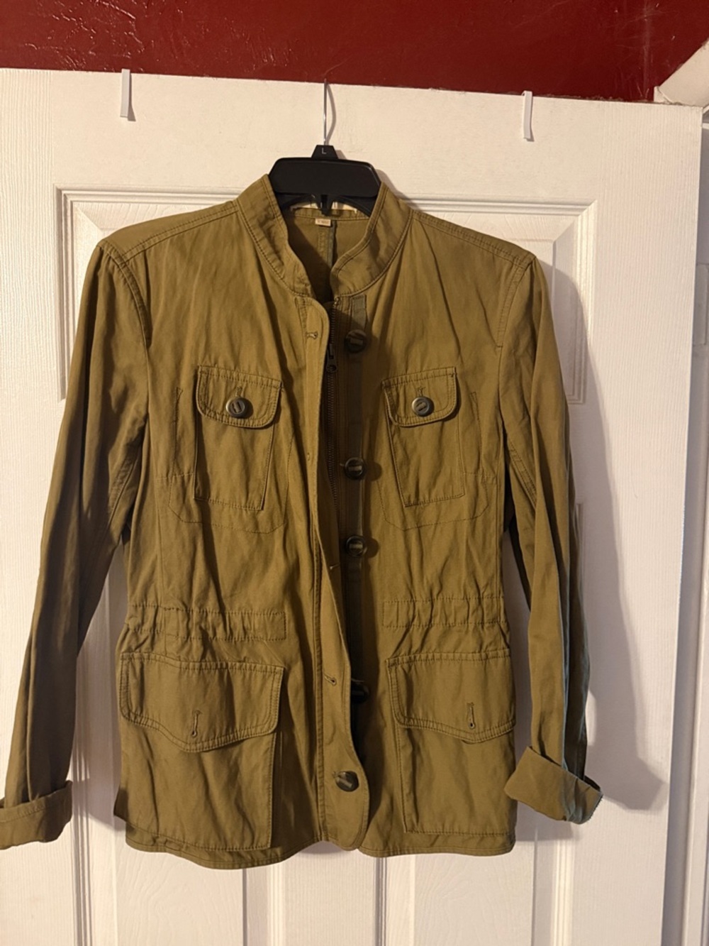 LOFT Olive Green Utility Jacket with Button Front